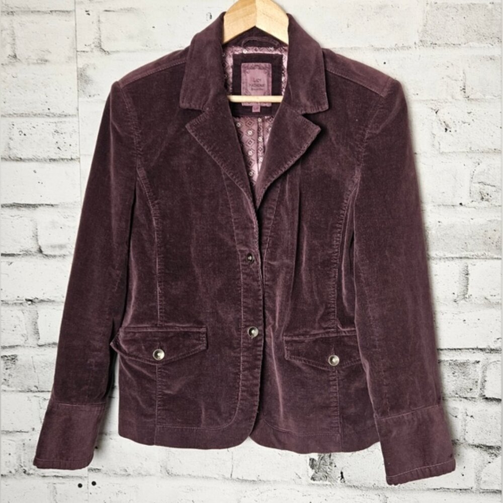 Lady Hathaway Purple Corduroy Blazer Jacket Small Vintage Style